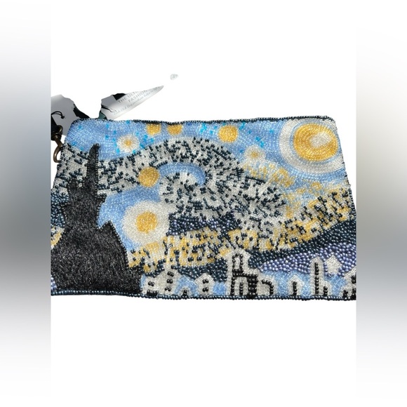 Artistic Beaded Clutch with Starry Night Design - Picture 1 of 4
